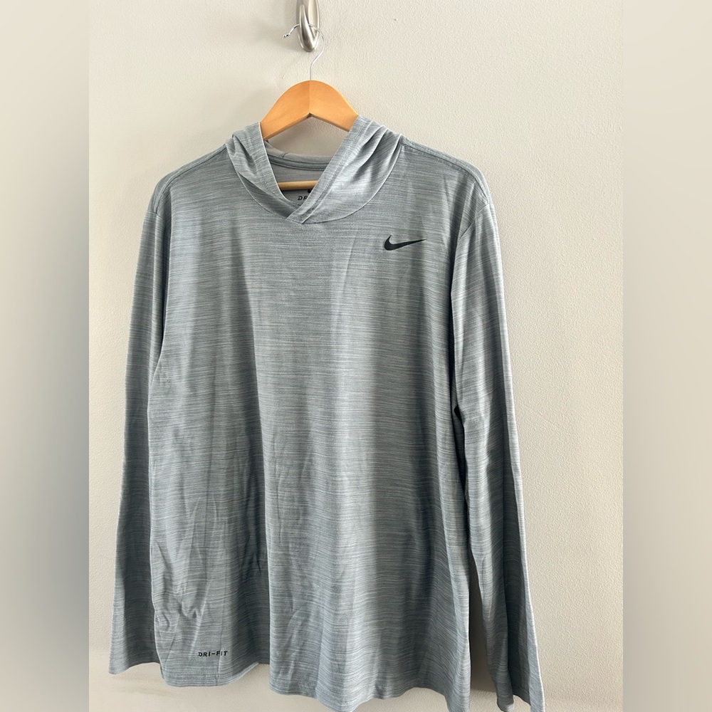Nike Dri-FIT Heather Gray Hooded Long Sleeve T